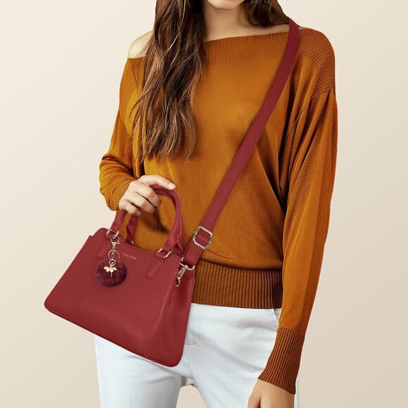 Women Red PU leather Top-Handle Waterproof Anti Theft Leather Purse Handbag - Picture 7 of 7